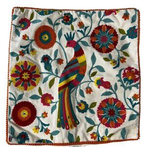 Colorful Embroidered 100% Cotton Pillow Cover Levtex Home Zipper Closure bird